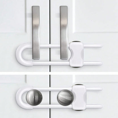 Adjustable U-Shaped Baby Safety Lock, Suitable For Drawers, Refrigerators, Cabinets| Modern Baby Proofing Cabinet Lock With Extra Security Latch