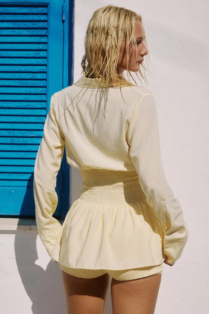 Adora Shirred Shirt - Lemon