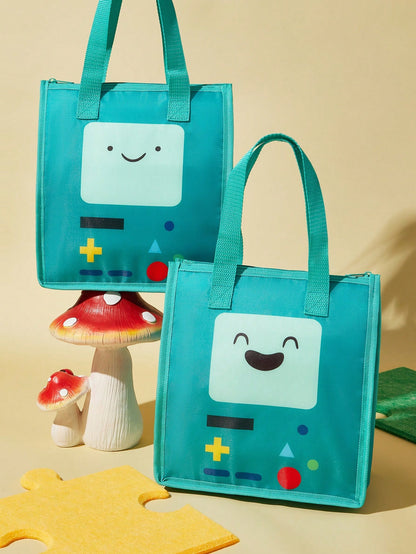 ADVENTURE TIME X 1 Cartoon Character Printed Thermal Insulation Lunch Bag, Which Can Be Kept Warm Or Cold, Picnic Bag, Large Capacity, Can Hold Lunch Boxes And Drinks, Suitable For Picnic, Campi