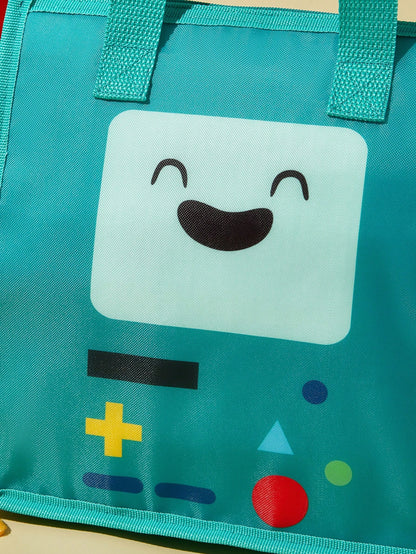 ADVENTURE TIME X 1 Cartoon Character Printed Thermal Insulation Lunch Bag, Which Can Be Kept Warm Or Cold, Picnic Bag, Large Capacity, Can Hold Lunch Boxes And Drinks, Suitable For Picnic, Campi