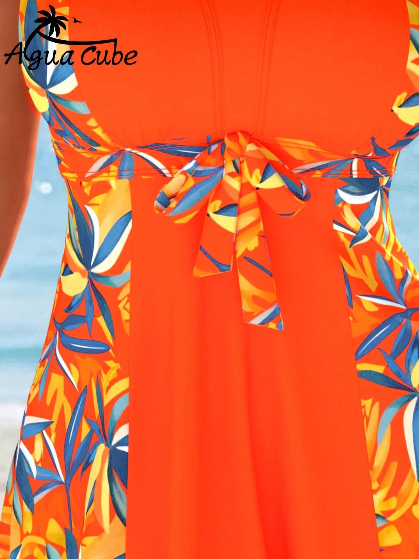 AguaCube Beach Tankini Set Elegant And Mature Women's Fashion Casual Vacation Plant Print Bright Color Tankini Set For Beach