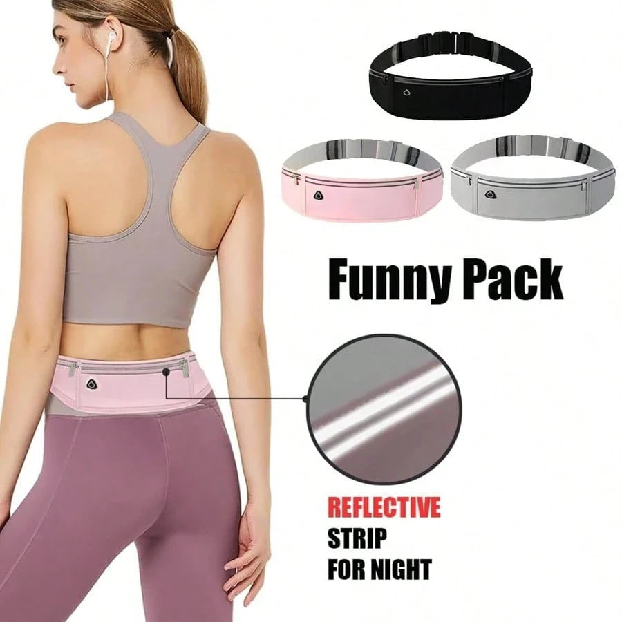 AiScrofa Slim Running Belt For Phone 6.8'', Ultra Light Running Belts For Women/Men, Zipper Waterproof Running Waist Pack, Reflective Running Fanny Pack With 3 Separate Pouch