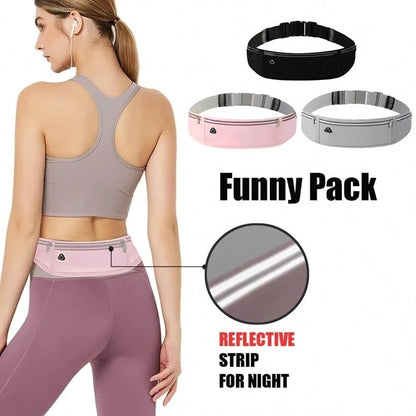 AiScrofa Slim Running Belt For Phone 6.8'', Ultra Light Running Belts For Women/Men, Zipper Waterproof Running Waist Pack, Reflective Running Fanny Pack With 3 Separate Pouch