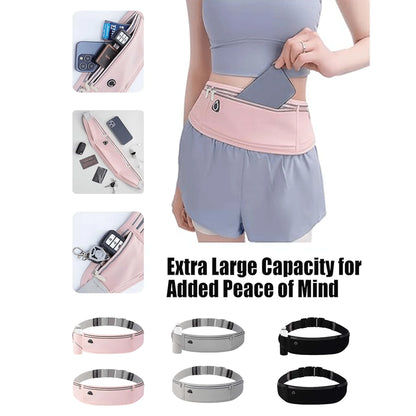AiScrofa Slim Running Belt For Phone 6.8'', Ultra Light Running Belts For Women/Men, Zipper Waterproof Running Waist Pack, Reflective Running Fanny Pack With 3 Separate Pouch