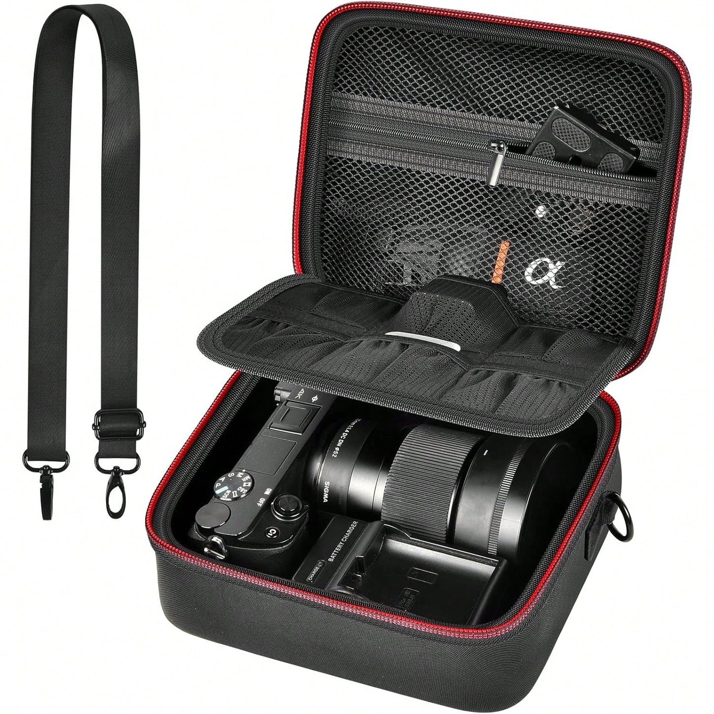 ALKOO Camera Case For Alpha ZV-E10 Alpha A6400/ A6700/ A6100/ A6000/ A6600/ A6500 Mirrorless Digital Camera, Travel Bag With A Shoulder Strap(Box Only)