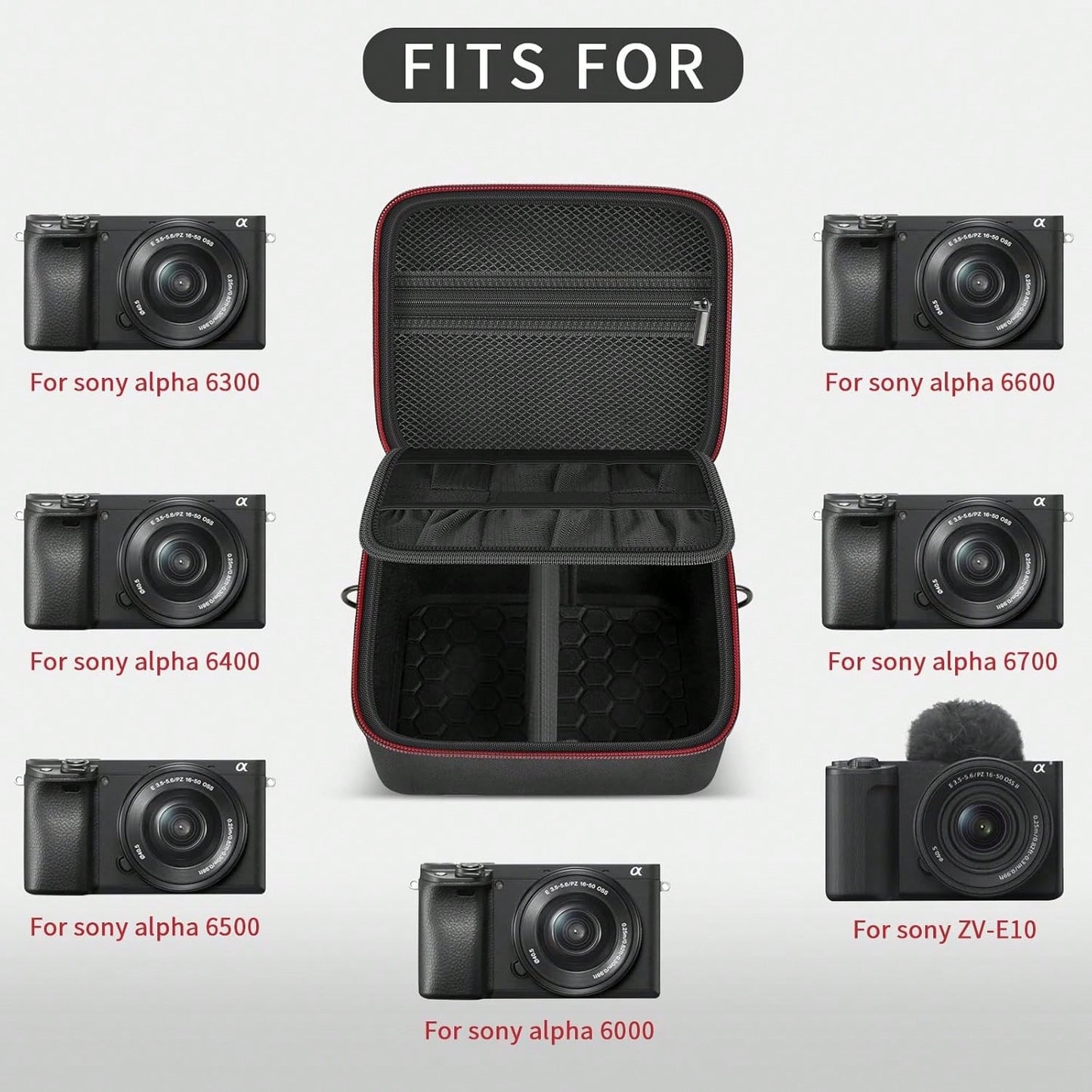 ALKOO Camera Case For Alpha ZV-E10 Alpha A6400/ A6700/ A6100/ A6000/ A6600/ A6500 Mirrorless Digital Camera, Travel Bag With A Shoulder Strap(Box Only)