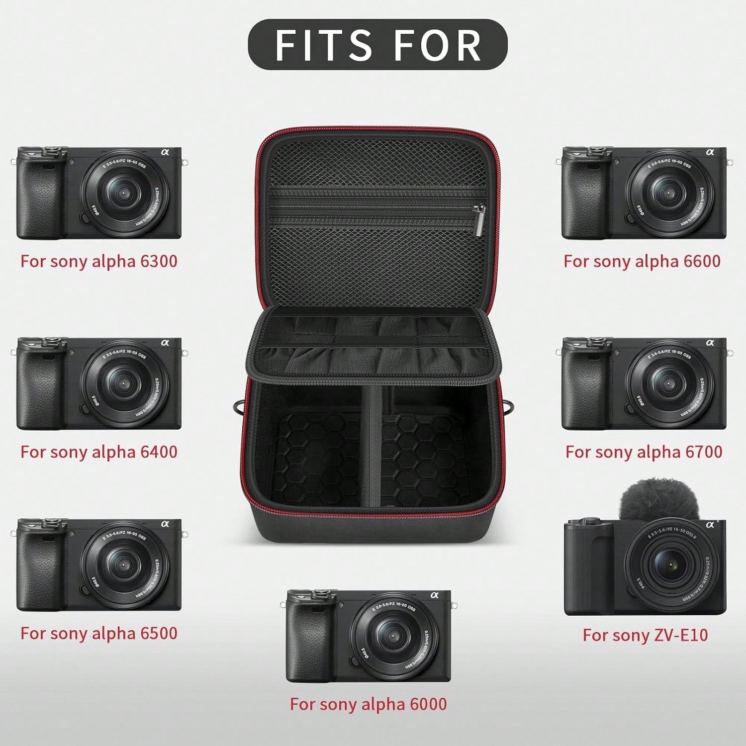 ALKOO Camera Case For Alpha ZV-E10 Alpha A6400/ A6700/ A6100/ A6000/ A6600/ A6500 Mirrorless Digital Camera, Travel Bag With A Shoulder Strap(Box Only)