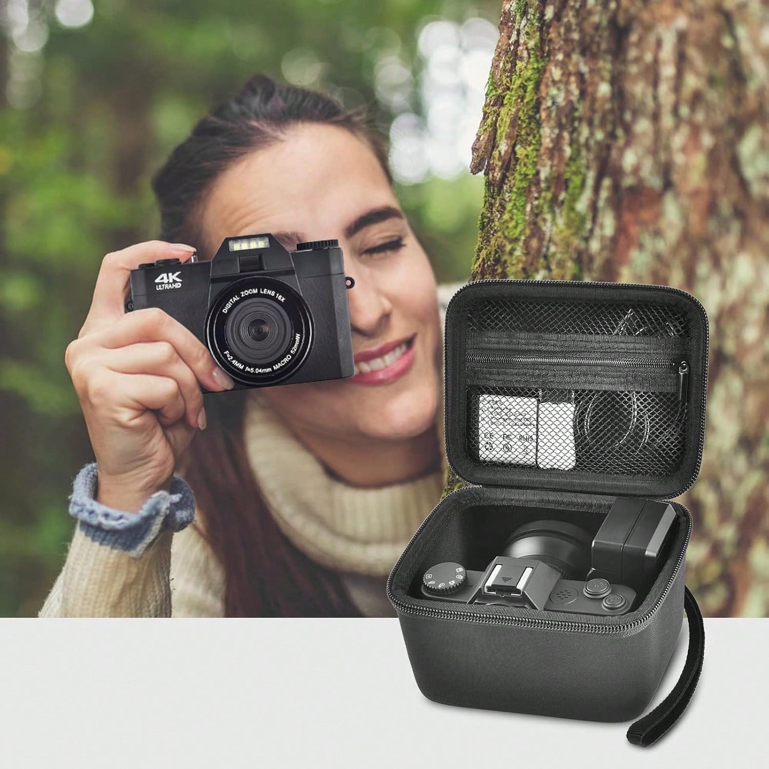 ALKOO Vlogging Camera Case Compatible With Duluvulu TEBNGIHNM Zheozeig Oiadek 4K Digital Camera Travel Storage Bag For Lens Cable Accessories Gear Case Only