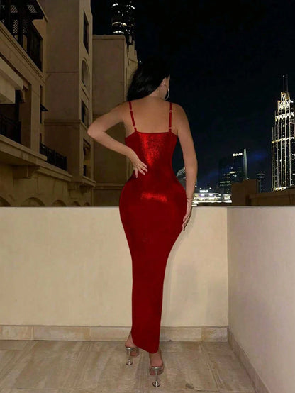 Allurite Sexy Slim Fit Strappy Dress Maxi Women Outfit