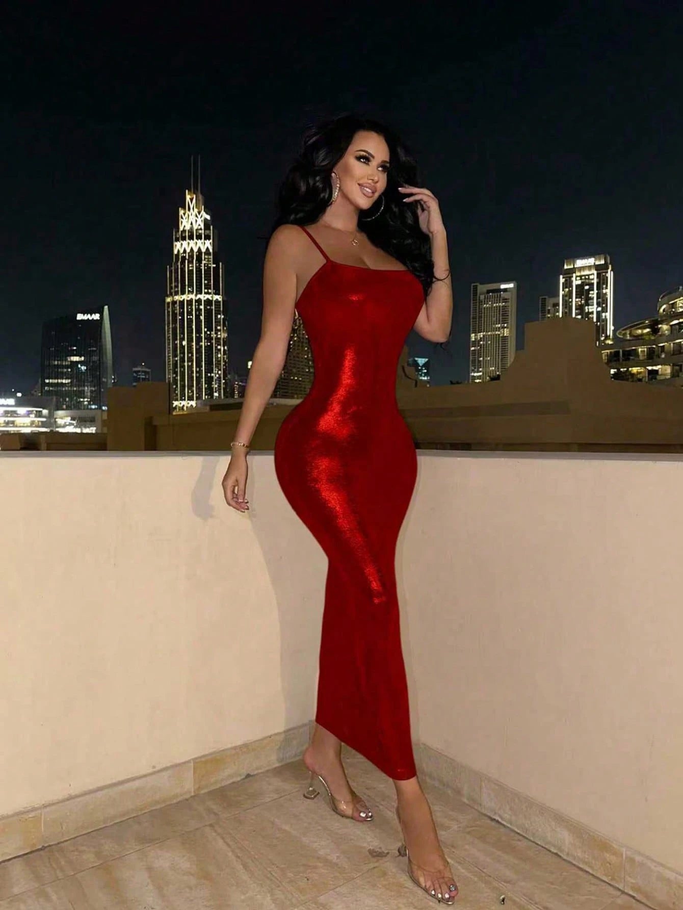 Allurite Sexy Slim Fit Strappy Dress Maxi Women Outfit