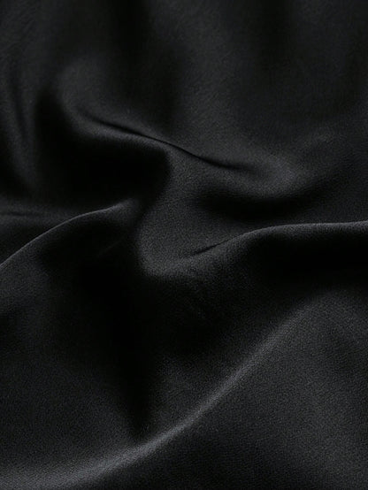 Allurite Women's Black Satin Cowl Neck Adjustable Spaghetti Strap Bodycon Mini Dress,Summer 70s Holiday Party Evening Sunset Beach Elegant Y2K Slip Cocktail