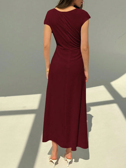 Aloruh New Asymmetric Asymmetrical Fitted Commuter Elegant Minimalist Long Dress For Women,Wedding Guest Dress Women
