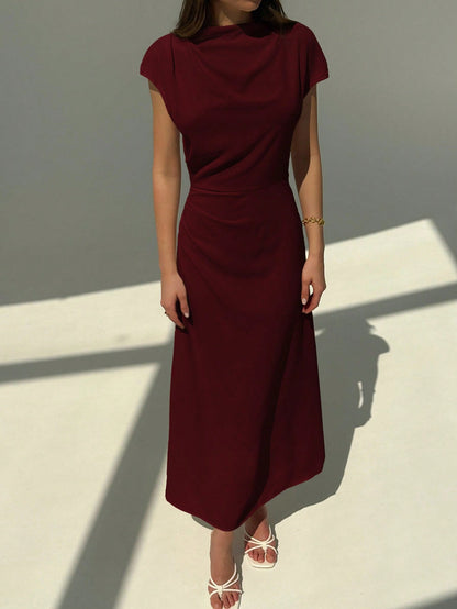 Aloruh New Asymmetric Asymmetrical Fitted Commuter Elegant Minimalist Long Dress For Women,Wedding Guest Dress Women