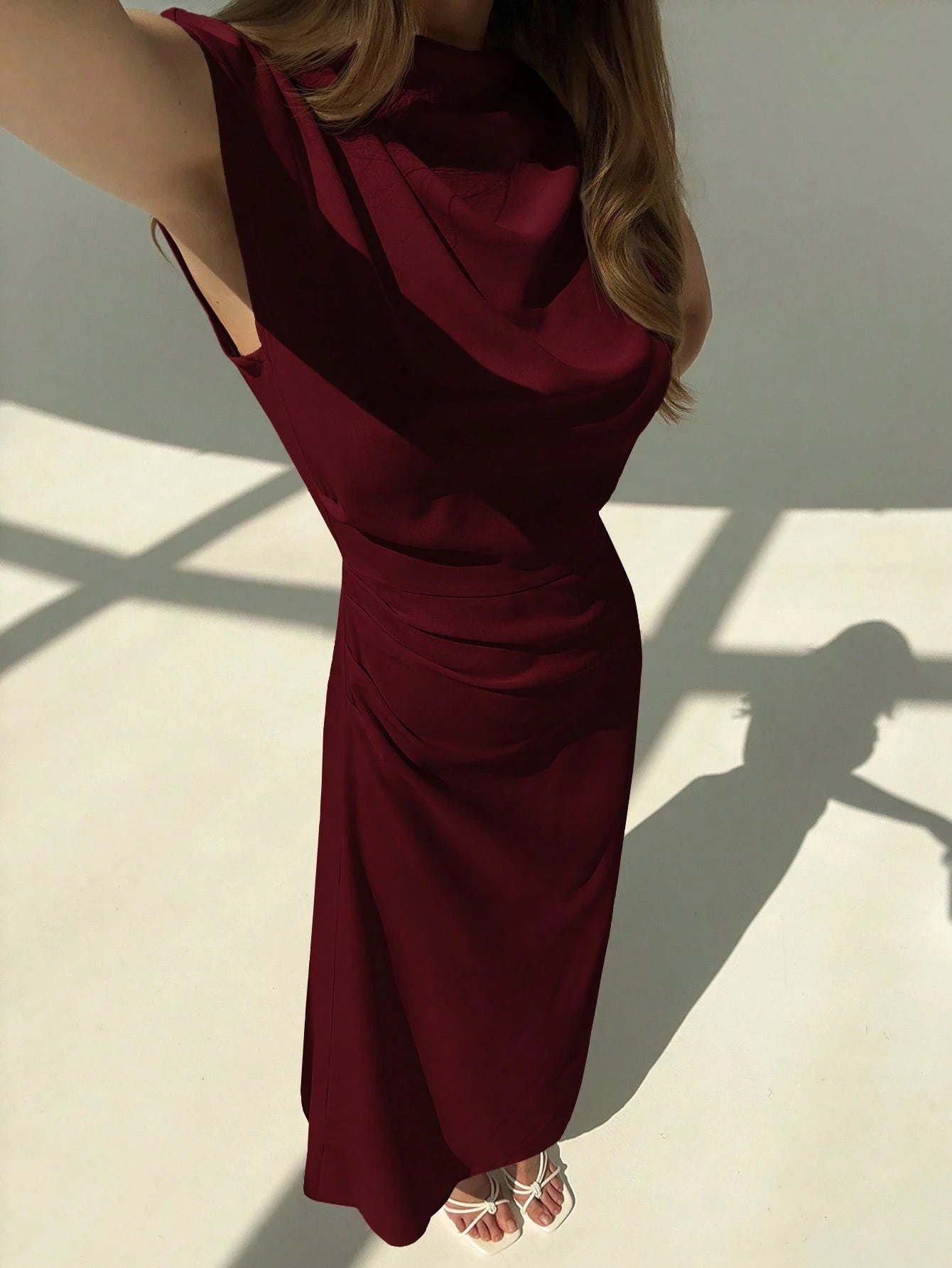 Aloruh New Asymmetric Asymmetrical Fitted Commuter Elegant Minimalist Long Dress For Women,Wedding Guest Dress Women