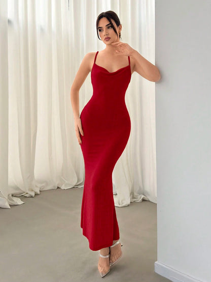 Aloruh Texture-Criss Cross Backless Bodycon Dress With Bodycon Design, For Women, Elegant Party Wear