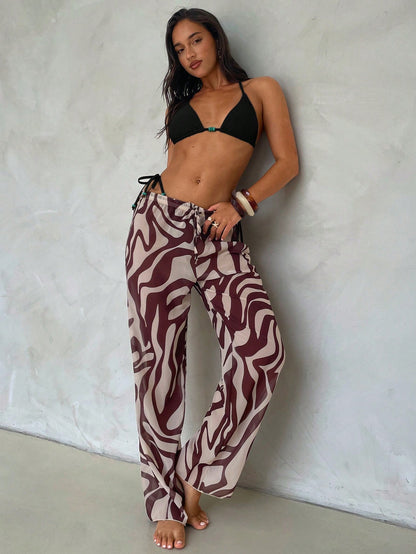 Aloruh Women's Summer New Tie-Dye Printed Bikini Set, Sexy Party Music Festival Iridescent Shell Decor Women's Swimwear, Women's Beach Vacation Outfit