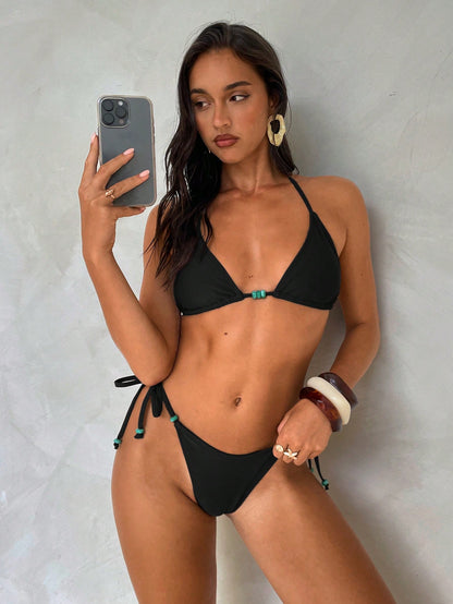 Aloruh Women's Summer New Tie-Dye Printed Bikini Set, Sexy Party Music Festival Iridescent Shell Decor Women's Swimwear, Women's Beach Vacation Outfit