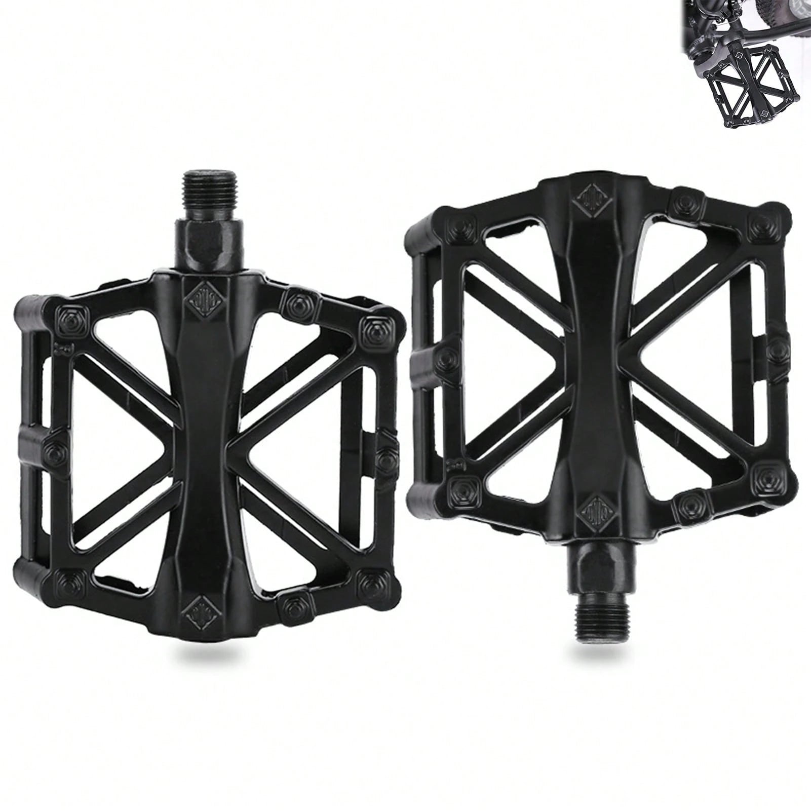 Aluminum X-Shaped Mountain Bike Pedals, Non-Slip Durable Platform Bicycle Foot Pedals For Most Adult Mountain & Road Bikes