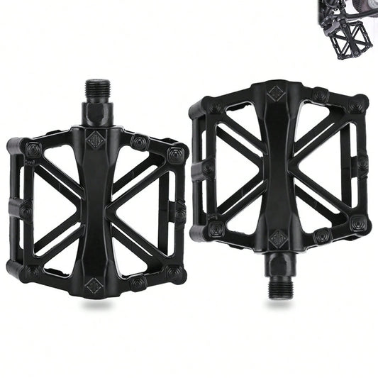 Aluminum X-Shaped Mountain Bike Pedals, Non-Slip Durable Platform Bicycle Foot Pedals For Most Adult Mountain & Road Bikes