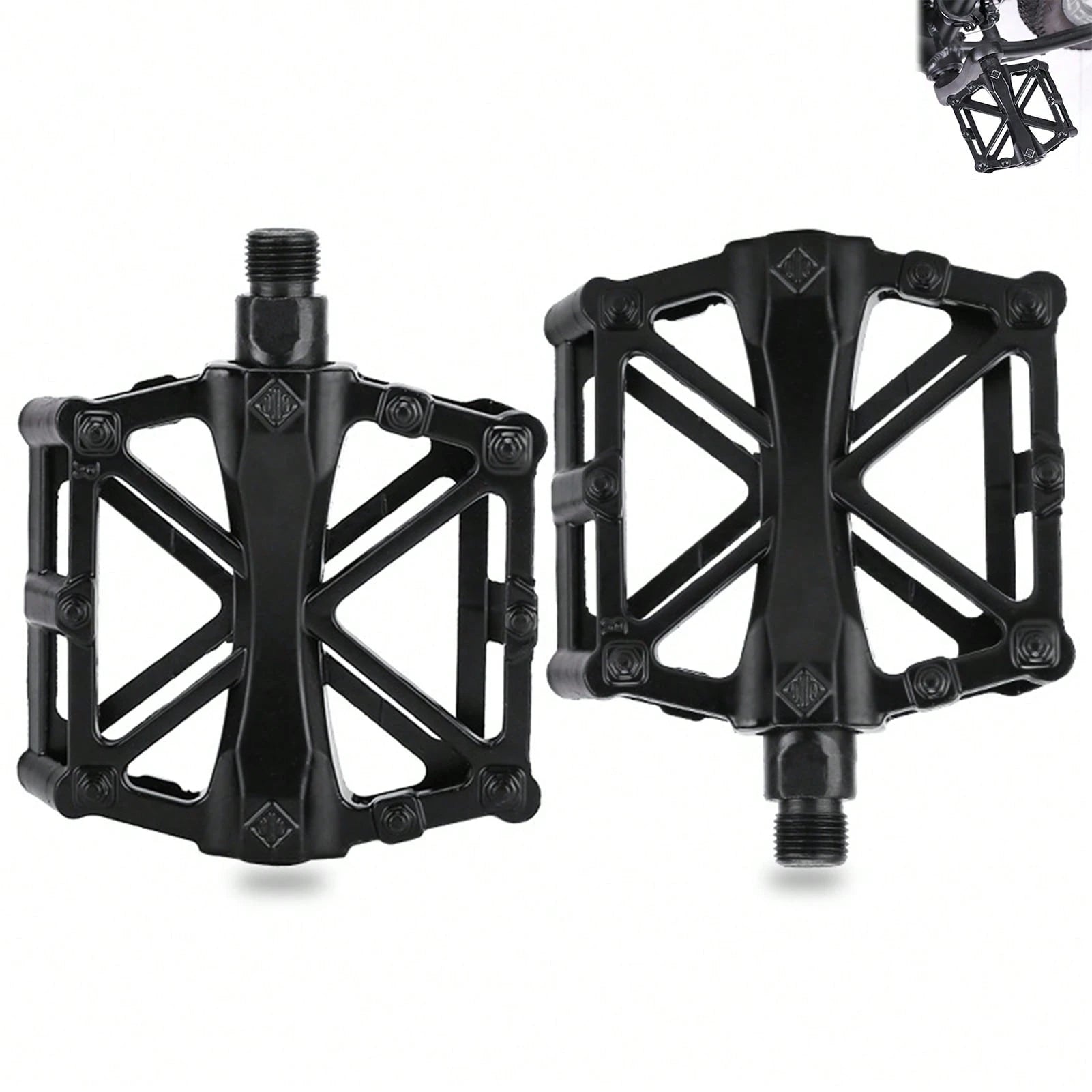 Aluminum X-Shaped Mountain Bike Pedals, Non-Slip Durable Platform Bicycle Foot Pedals For Most Adult Mountain & Road Bikes