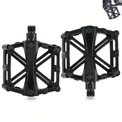 Aluminum X-Shaped Mountain Bike Pedals, Non-Slip Durable Platform Bicycle Foot Pedals For Most Adult Mountain & Road Bikes