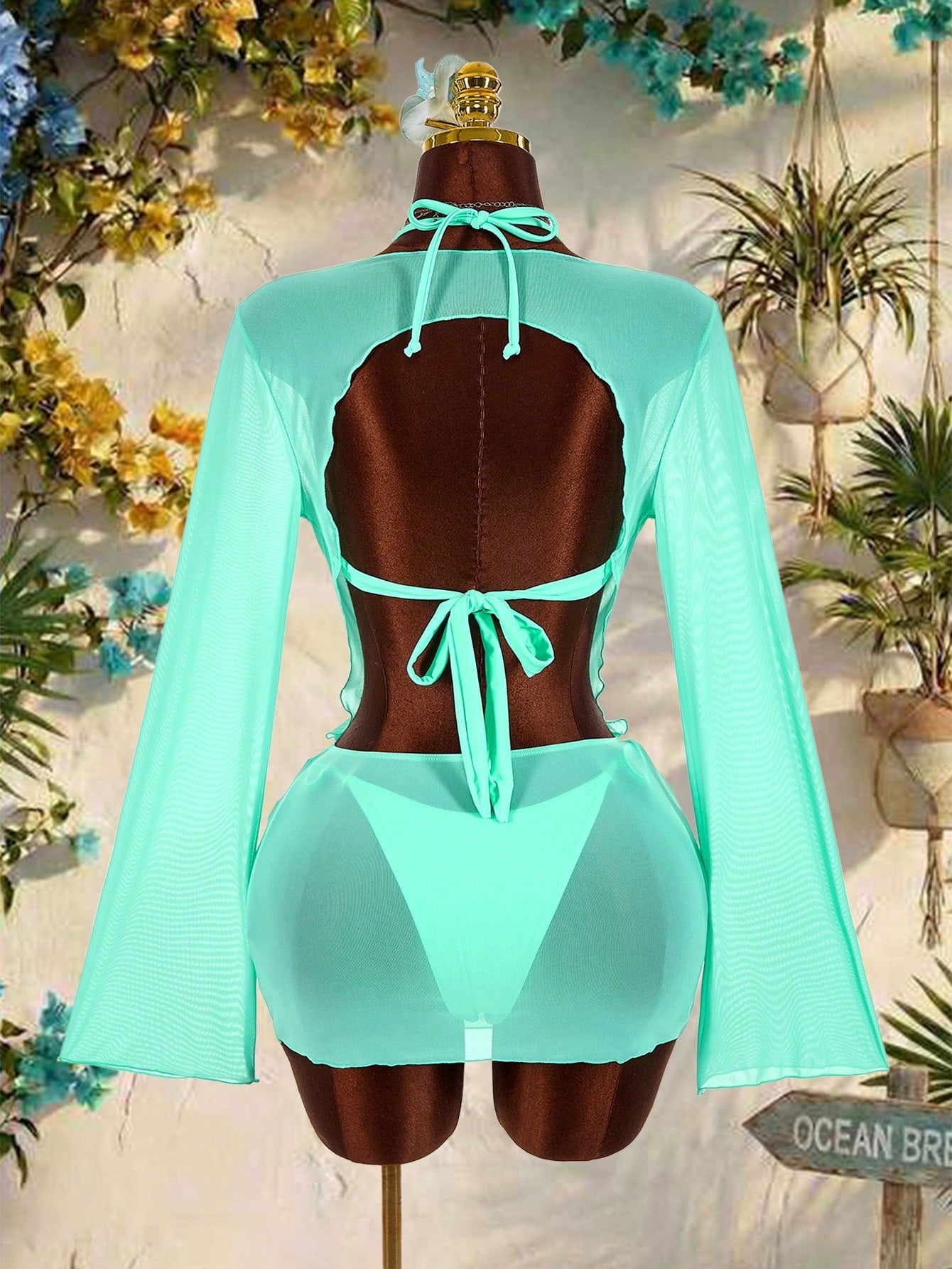Amplova 2Pcs Women'S Sexy Avant-Garde Swimwear Cover Up Set, Suitable For Vacation Wear, Sexy Sheer Swimwear Set Bathing Suits For Women Swimwears For Woman