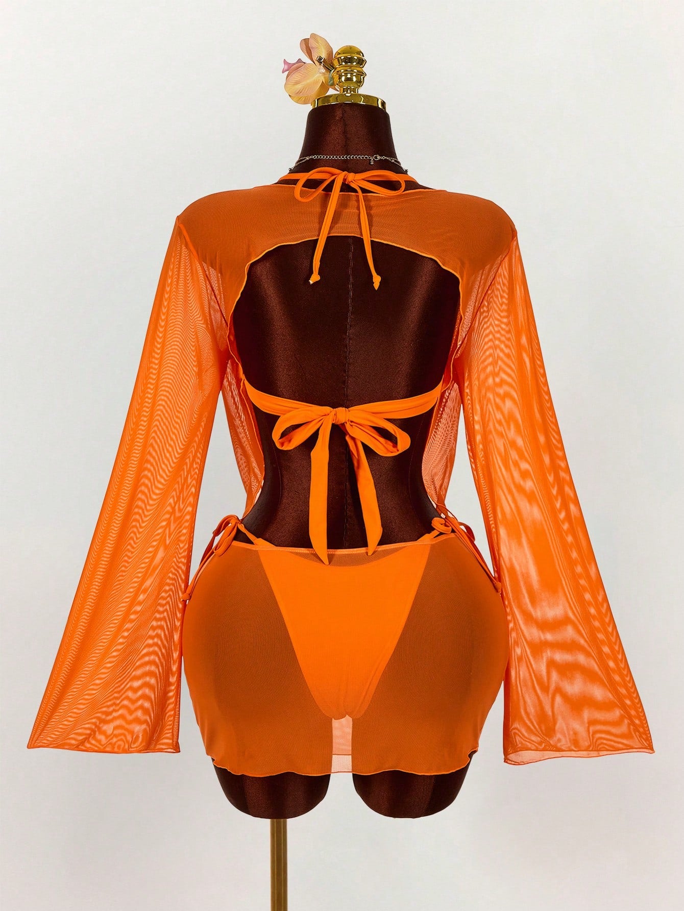 Amplova 3pcs Women's Sexy Avant-Garde Swimwear Cover Up Set, Suitable For Vacation Wear Beach Vacation Outfits For Women