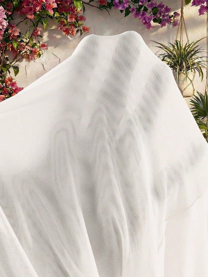 Amplova Romantic Elegant Sexy Vacation White Low Neckline Draped Collar Flared Sleeve Bodycon Mini Dress Vacation Summer