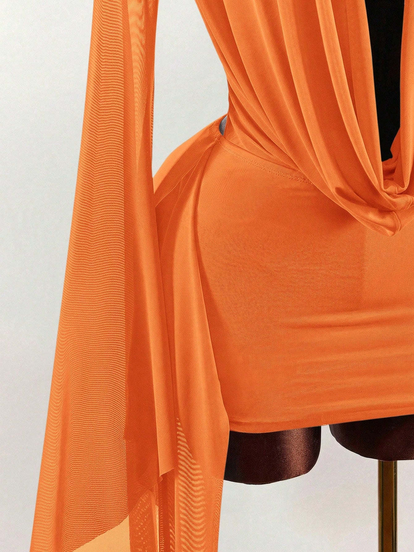 Amplova Romantic Vacation Earthy Tone Low-Cut Drape Collar, Flare Sleeve, Bodycon Mini Dress,Party Dresses For Women