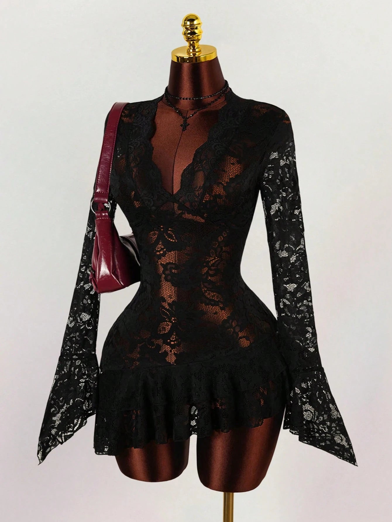 Amplova Summer Hippie Style Sheer Low-Cut Mini Dress For Women,Dresses For Women Party,Party Dresses For Women