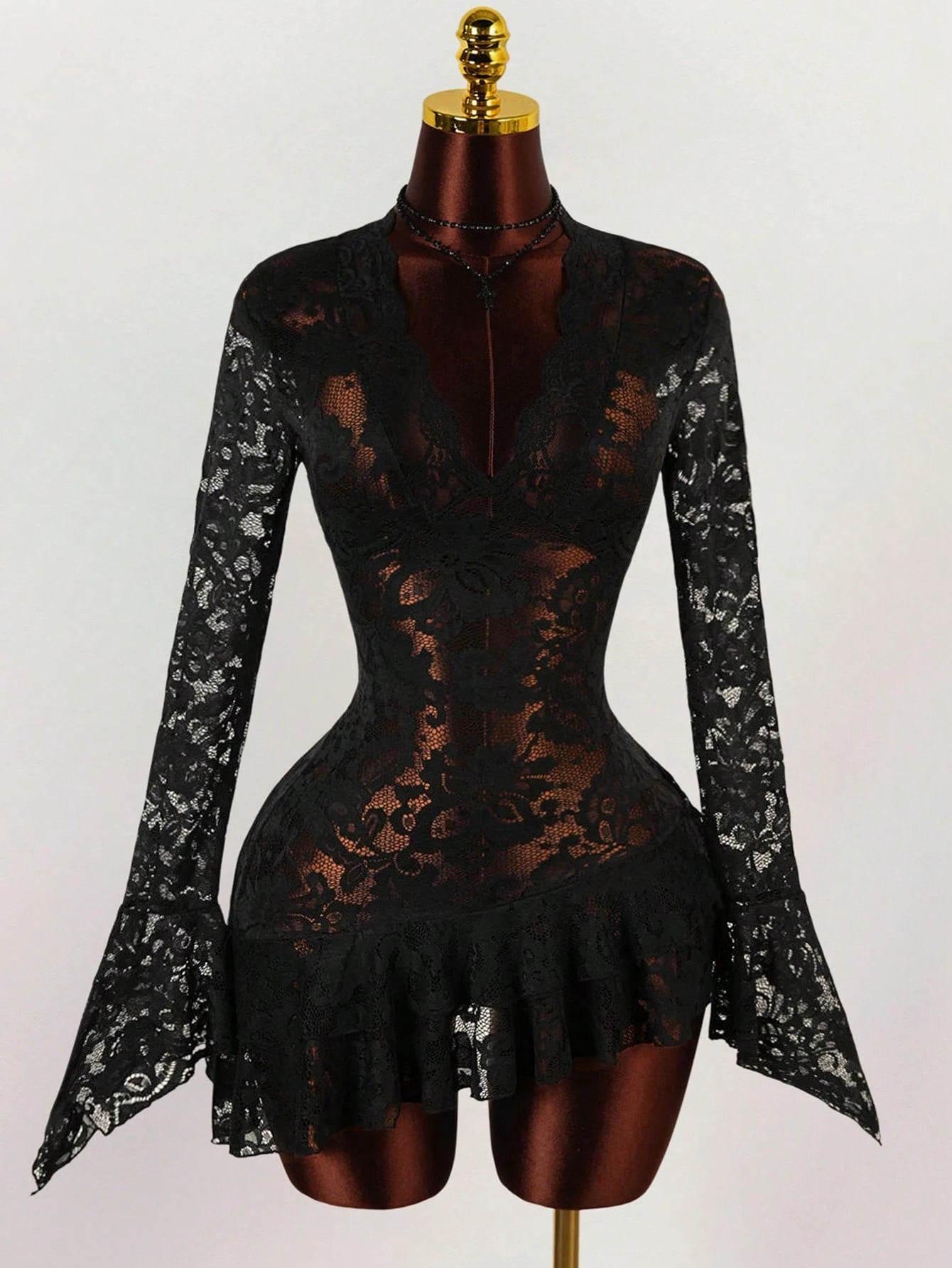 Amplova Summer Hippie Style Sheer Low-Cut Mini Dress For Women,Dresses For Women Party,Party Dresses For Women