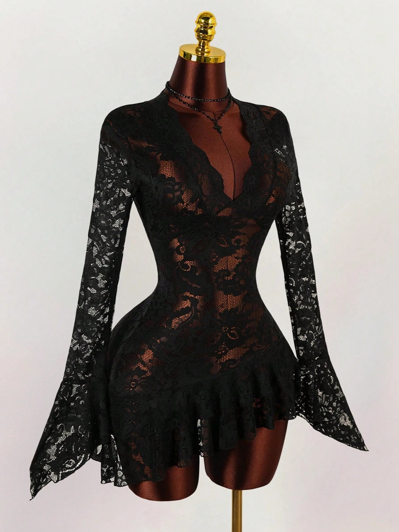 Amplova Summer Hippie Style Sheer Low-Cut Mini Dress For Women,Dresses For Women Party,Party Dresses For Women
