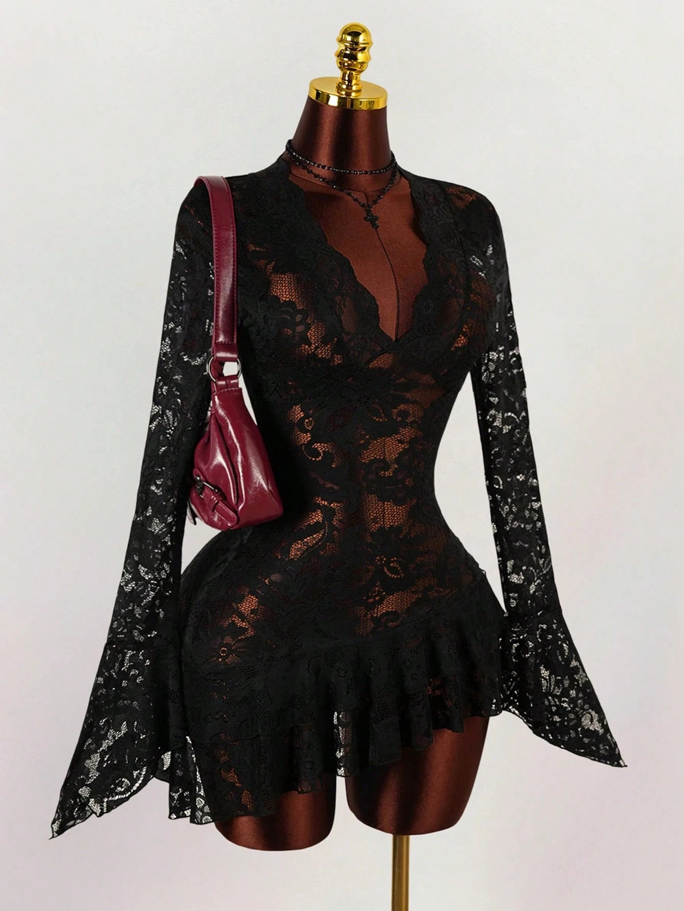 Amplova Summer Hippie Style Sheer Low-Cut Mini Dress For Women,Dresses For Women Party,Party Dresses For Women