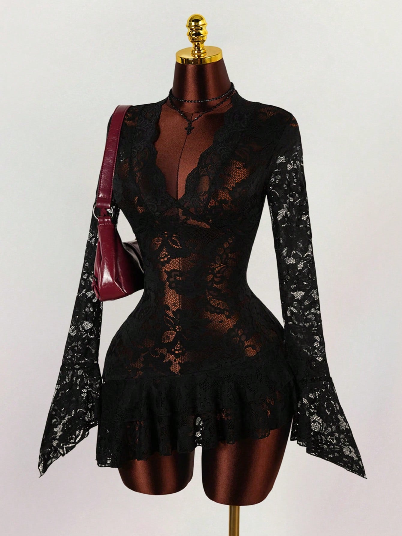 Amplova Summer Hippie Style Sheer Low-Cut Mini Dress For Women,Dresses For Women Party,Party Dresses For Women