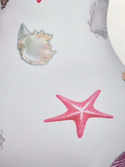 Amplova Summer Outfits For Women Vacation Undersea Creature Pattern Strapless All-Over Underwater Print Bodycon Mini Dress White Tropical Beach