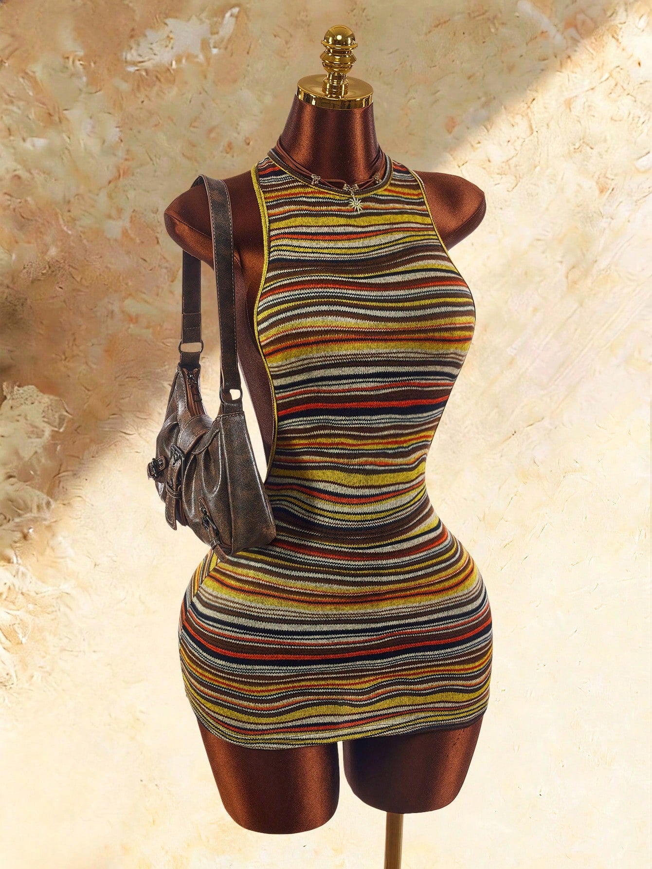 Amplova Women's Beaded One-Piece Swimsuit, Halter Neck, Backless, Sexy & Avant-Garde, Suitable For Vacation Wear