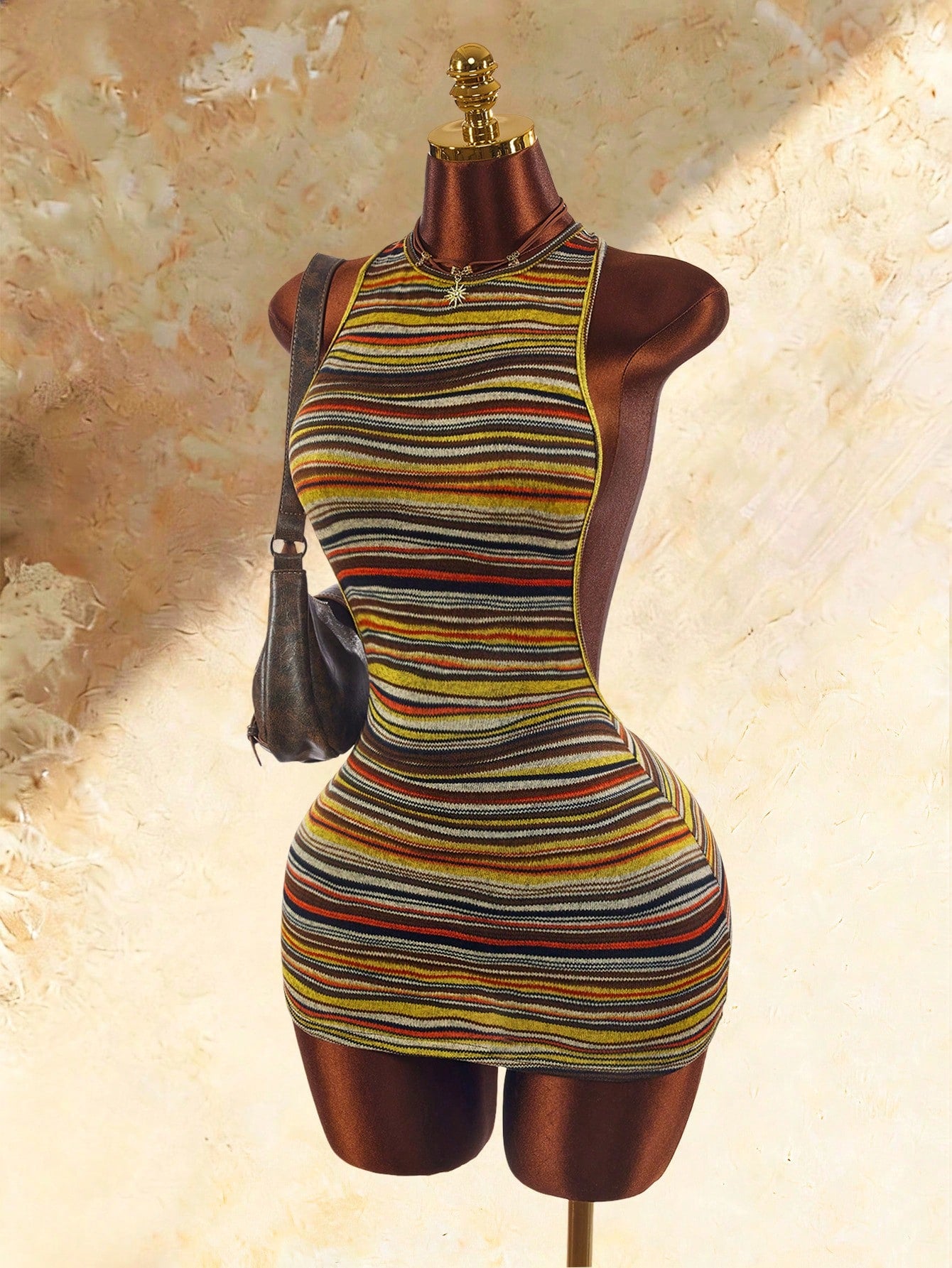 Amplova Women's Beaded One-Piece Swimsuit, Halter Neck, Backless, Sexy & Avant-Garde, Suitable For Vacation Wear