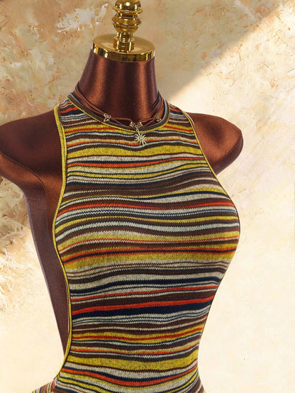 Amplova Women's Beaded One-Piece Swimsuit, Halter Neck, Backless, Sexy & Avant-Garde, Suitable For Vacation Wear