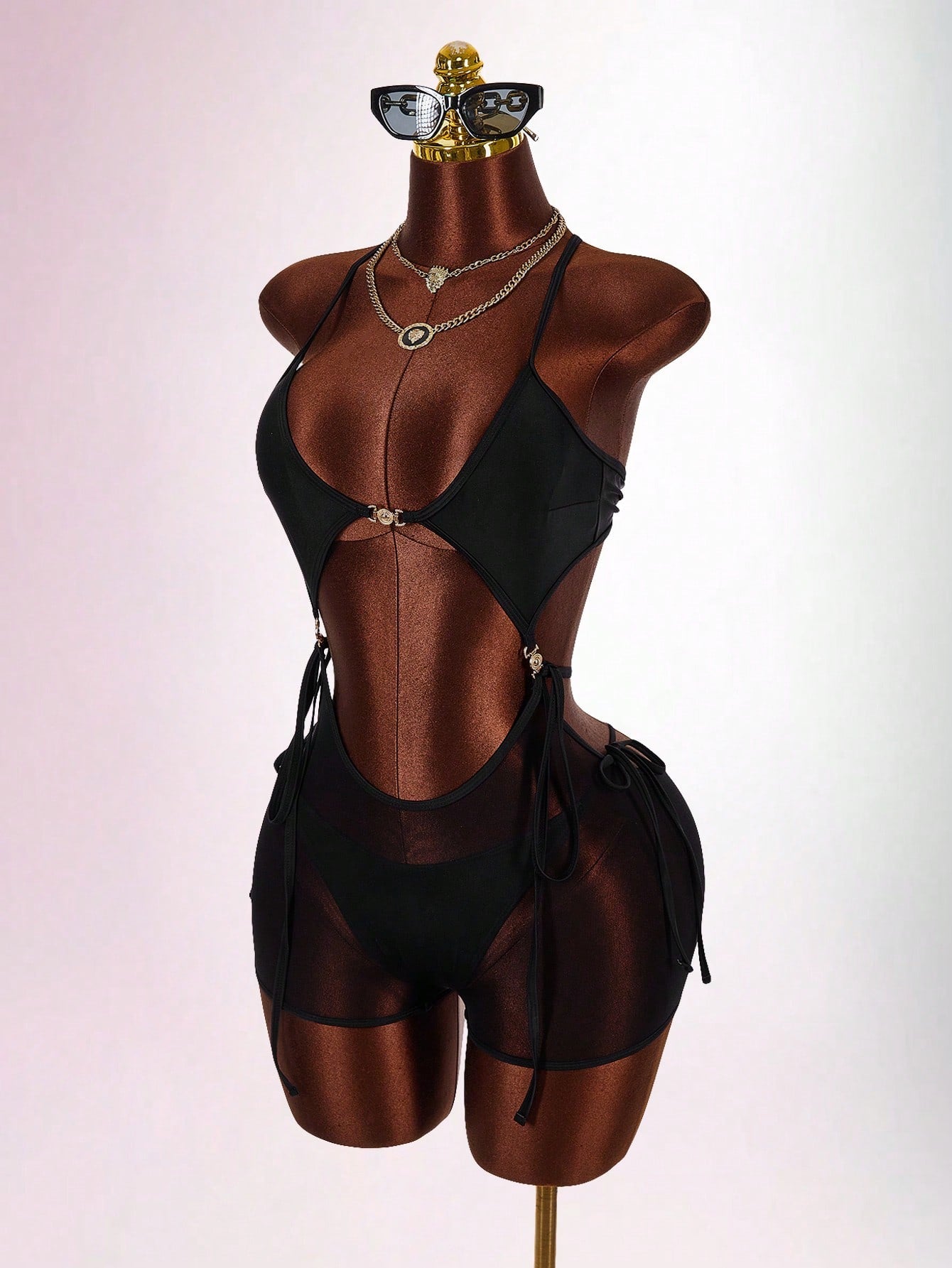 Amplova Women's Halter One-Piece Swimwear, Sexy & Avant-Garde, Suitable For Vacation, Sheer Hem Y2K Country Concert Outfit Formal Sports Vacation Casual Elegant Summer Winter Festival Independence Day
