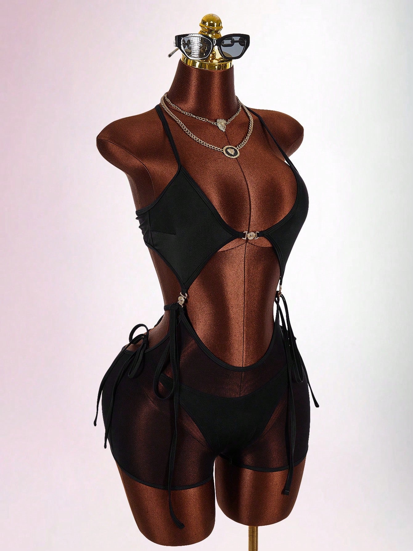 Amplova Women's Halter One-Piece Swimwear, Sexy & Avant-Garde, Suitable For Vacation, Sheer Hem Y2K Country Concert Outfit Formal Sports Vacation Casual Elegant Summer Winter Festival Independence Day