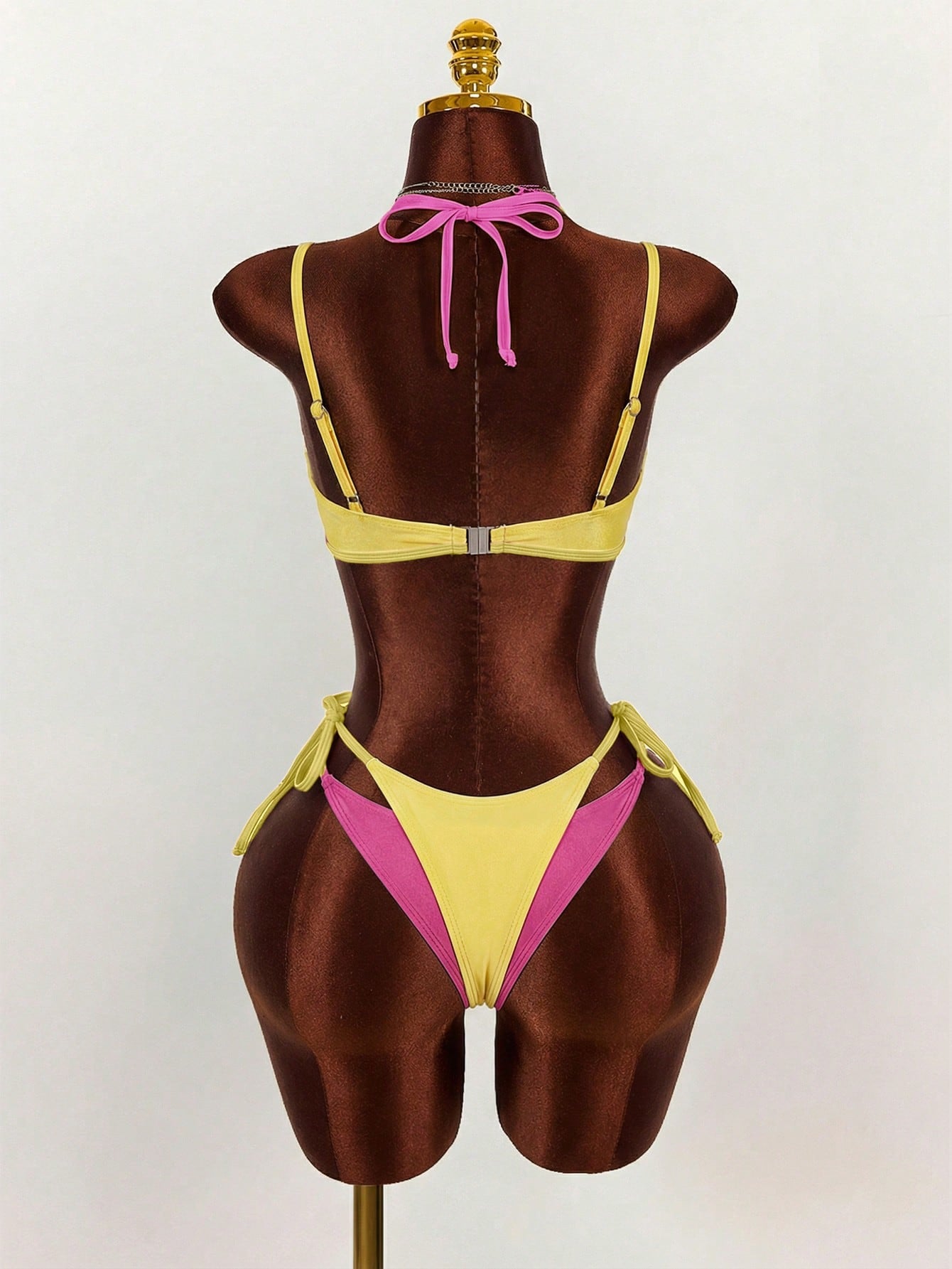 Amplova Women's Swimwear Set, 2 In 1, Magenta And Yellow Contrast Color, Sexy And Avant-Garde, Suitable For Beach Vacation Beach Vacation Outfits For Women