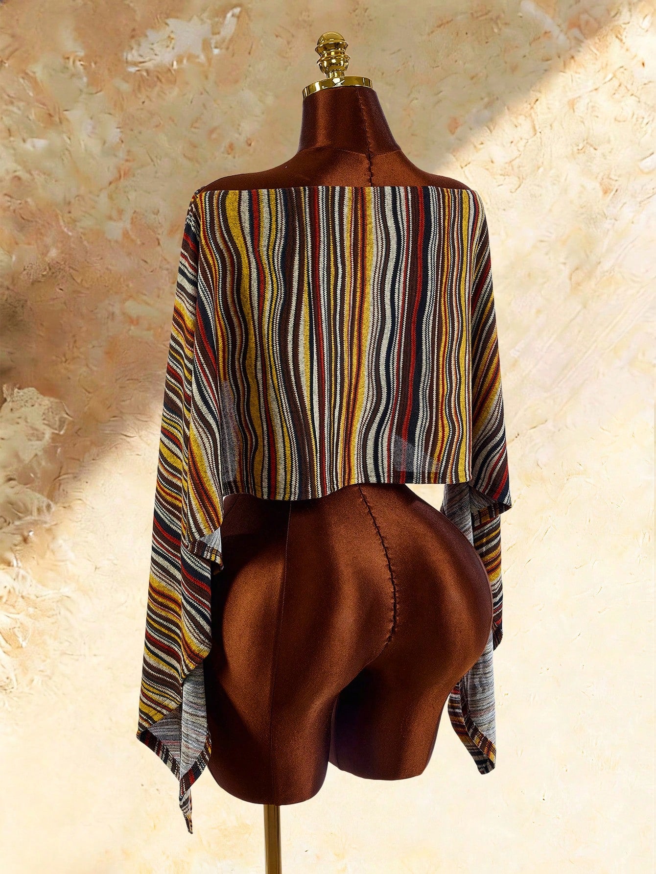 Amplova Women's Vintage Striped Asymmetric Neck Cover Up Sexy