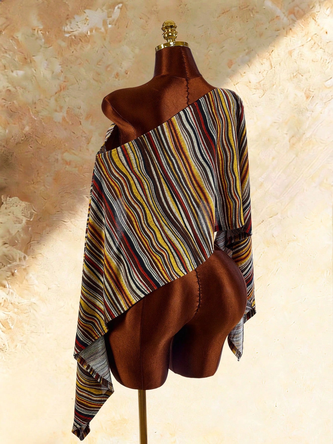 Amplova Women's Vintage Striped Asymmetric Neck Cover Up Sexy