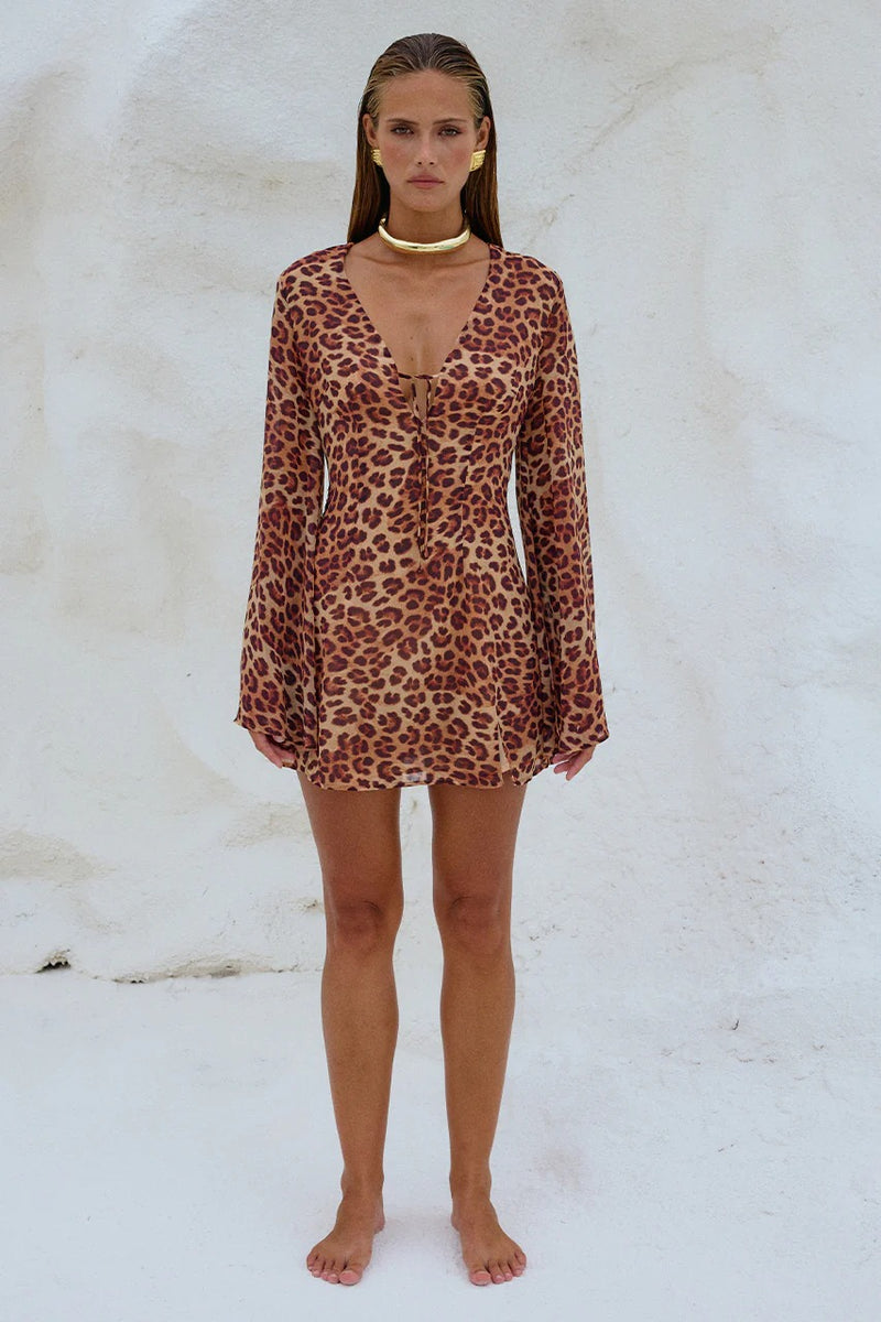 Anara Mini Dress - Leopard - SHOPJAUS - JAUS