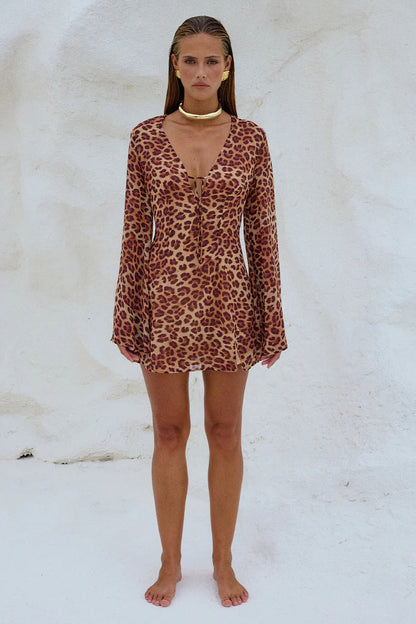 Anara Mini Dress - Leopard - SHOPJAUS - JAUS