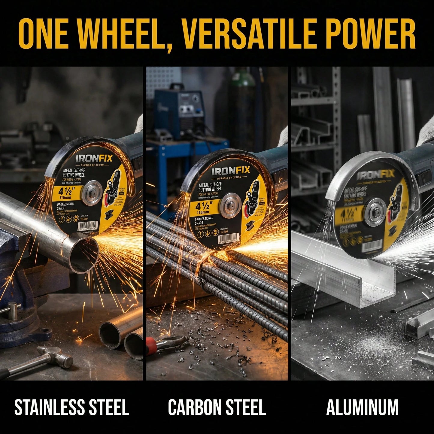 Angle Grinder Cutting Disc, 4-1/2" Cut Off Wheels 5 Pack, Metal Grinding & Chop Saw Blades, Aluminum Oxide Abrasive, 7/8" Arbor