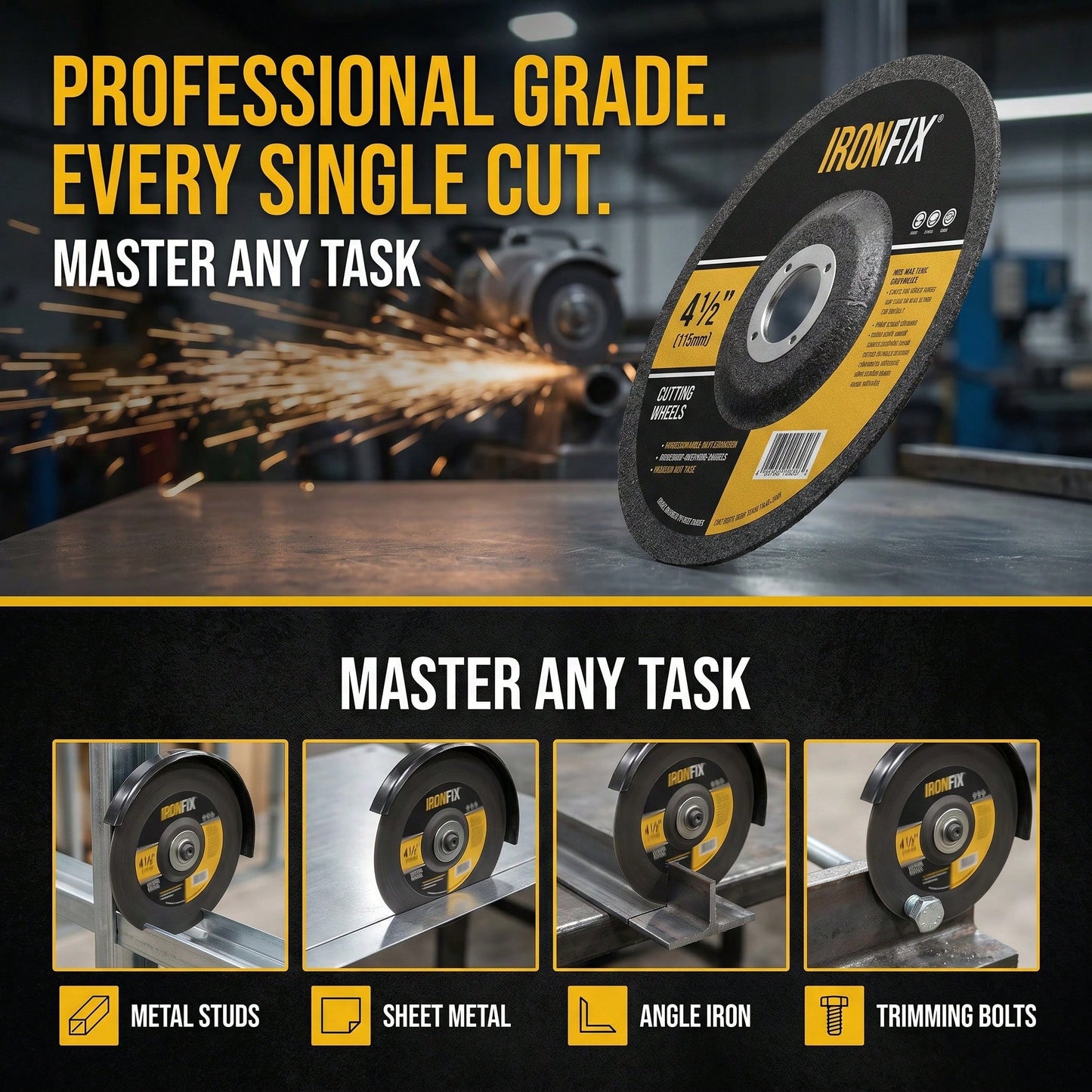 Angle Grinder Cutting Disc, 4-1/2" Cut Off Wheels 5 Pack, Metal Grinding & Chop Saw Blades, Aluminum Oxide Abrasive, 7/8" Arbor