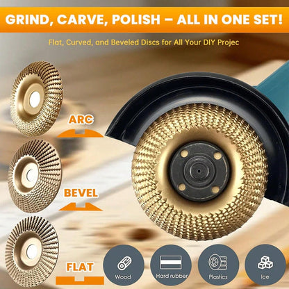Angle Grinder Polishing Pad, Heavy-Duty Wood Carving Disc Set, Tungsten Carbide Sanding Discs, Tungsten Carbide Grinding Wheel Wood Carving, Tungstens Carbide Wheel Cuts Wood, For Polishing Buffing