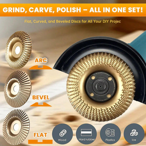 Angle Grinder Polishing Pad, Heavy-Duty Wood Carving Disc Set, Tungsten Carbide Sanding Discs, Tungsten Carbide Grinding Wheel Wood Carving, Tungstens Carbide Wheel Cuts Wood, For Polishing Buffing