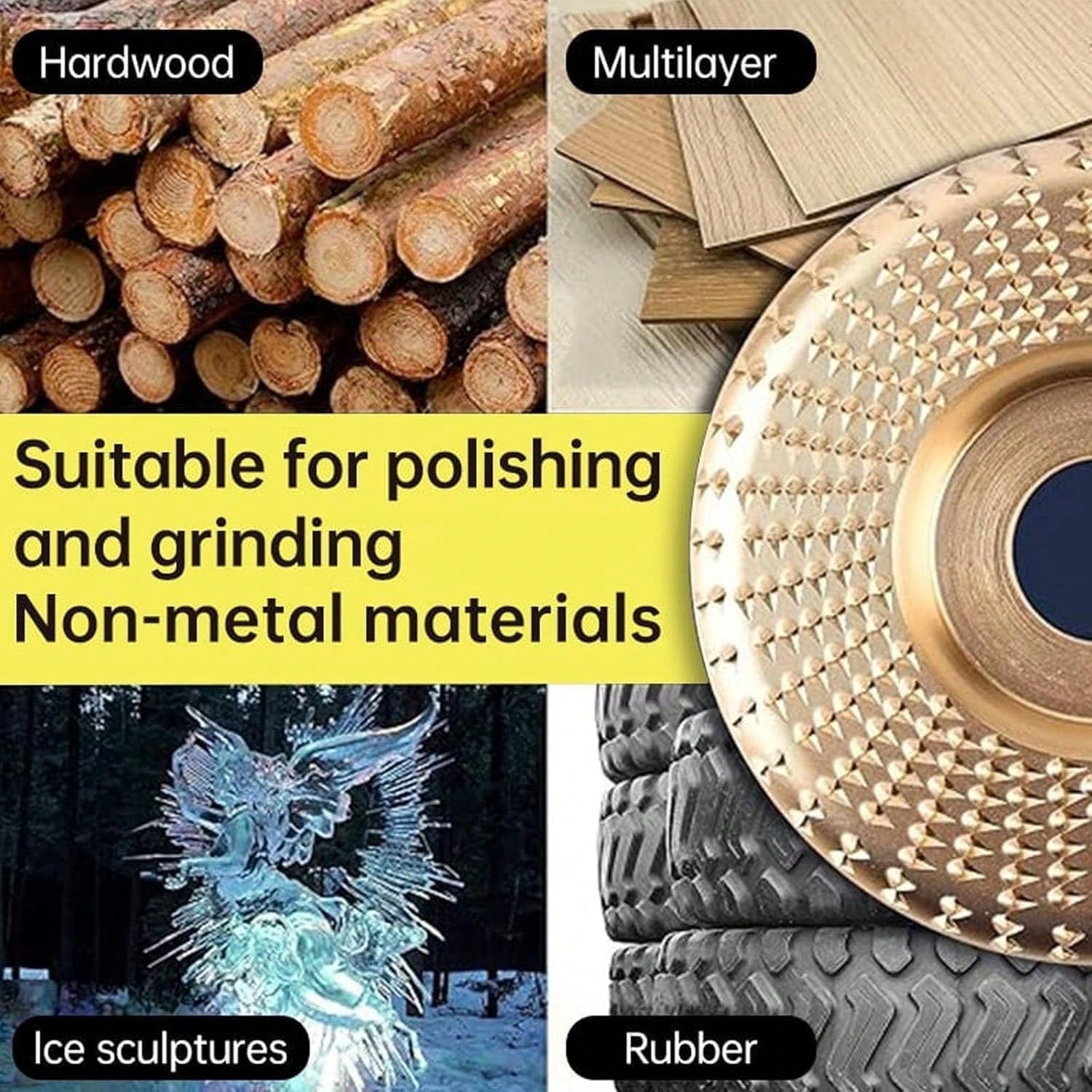 Angle Grinder Polishing Pad, Heavy-Duty Wood Carving Disc Set, Tungsten Carbide Sanding Discs, Tungsten Carbide Grinding Wheel Wood Carving, Tungstens Carbide Wheel Cuts Wood, For Polishing Buffing